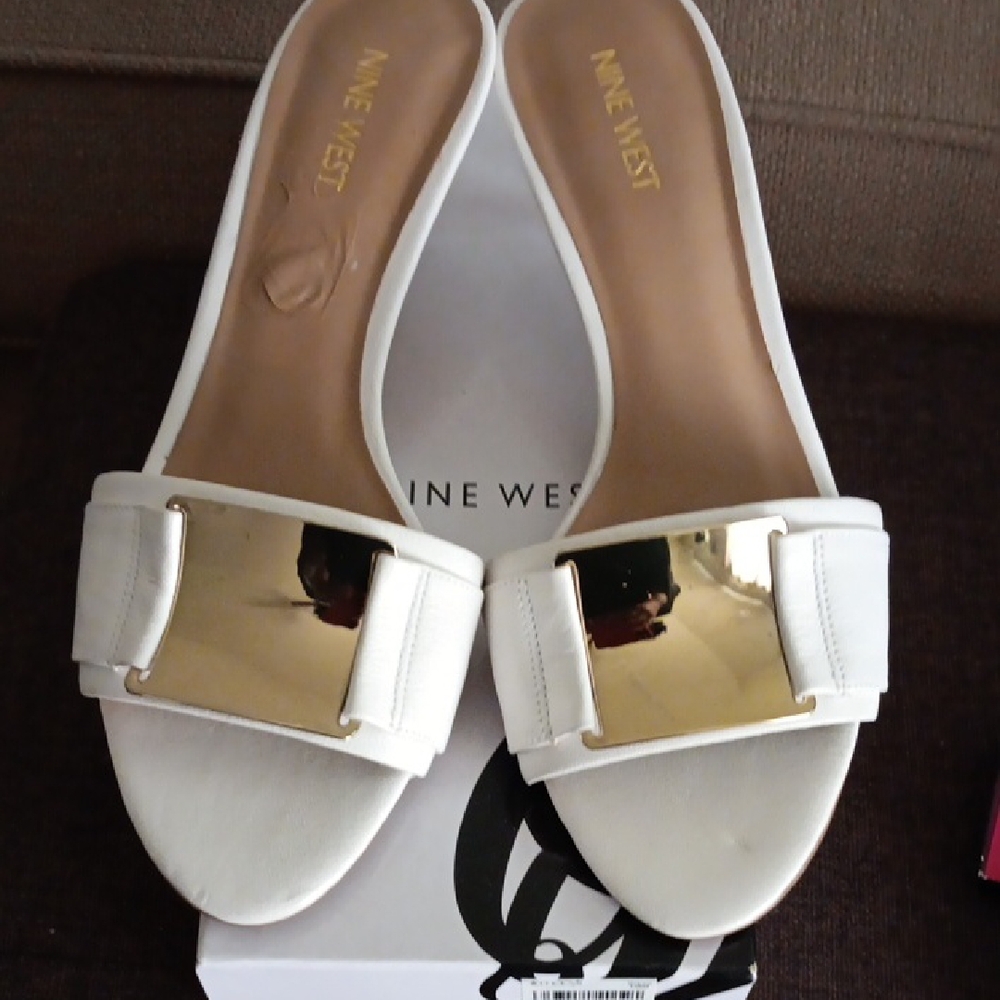 Nine West Heeled Slides. 9
